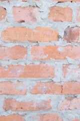 Obraz premium Old brown brick wall. Close-up. Horizontal view. grunge abstract Background. Texture. brick wall structure. Template design for web banners