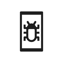 infected virus phone icon - mobile with Bug sign symbol