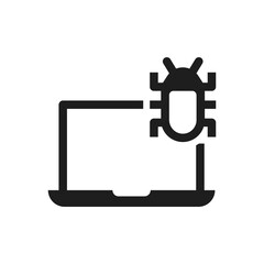 laptop computer infected virus icon malware and Bug sign symbol