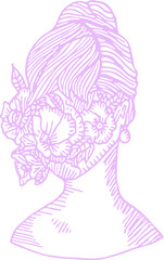 Flower face woman illustration