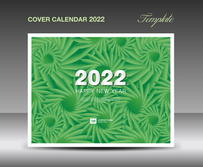 Cover Desk Calendar 2022 template, Cover Design, flyer, ads, booklet, catalog, newsletter, book cover, Green flowers nature concept, Booklet, advertisement, printing, Business template, Vector