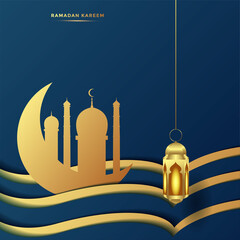 ramadan kareem greeting card background vector illustration