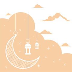 ramadan kareem white greeting card background vector illustration