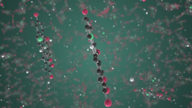 Generic dexamethasone molecule. Ball-and-stick molecular model. Chemistry related looping 3d animation