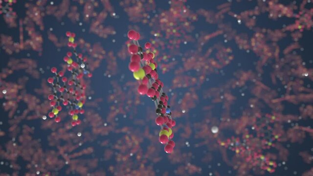 Molecule of Enoxaparin. Molecular model, science related looping 3d animation