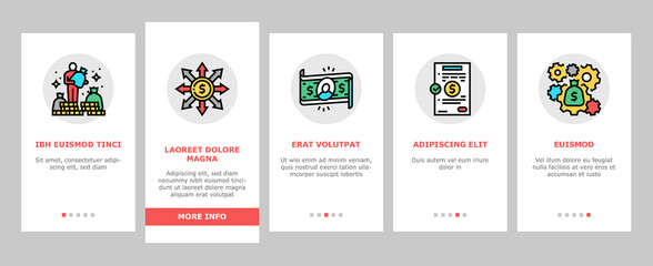 Wealth Finance Capital Onboarding Mobile App Page Screen Vector. Millionaire Money Wealth And Financial Income, Budget And Investor Diversification Illustrations