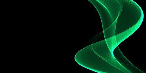 Abstract green wave on a black background	