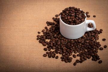 coffee beans and cup