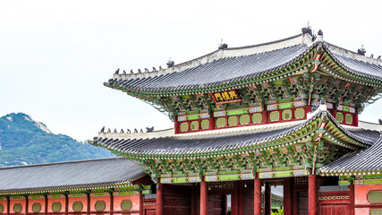 Roof Gyeongbokgung Palace Pagoda Korea Seoul Asia