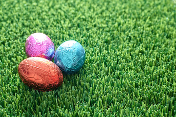 Fototapeta na wymiar Easter Eggs On Grass