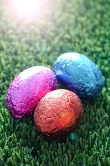 Easter Eggs On Grass