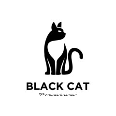 black cat pets logo vector icon illustration isolated design