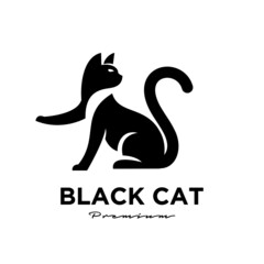 black cat pets logo vector icon illustration isolated design