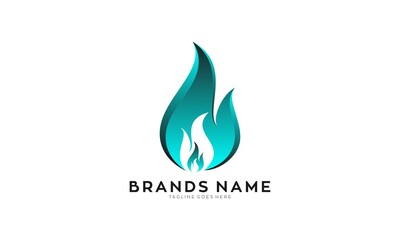 Blue hot fire creative vector logo