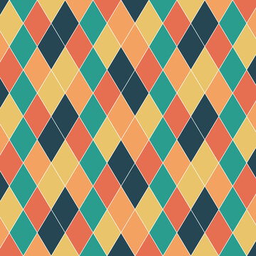Patr&oacute;n de rombos en colores estilo retro ordenados en filas horizontales