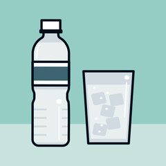ペットボトルとグラスのイラスト