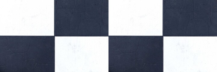 Fototapeta premium Panorama of White and black indoor ceramic tile floor pattern and background seamless