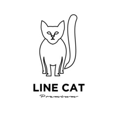 black cat pets line outline logo vector icon illustration isolated design