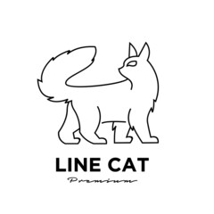 black cat pets line outline logo vector icon illustration isolated design