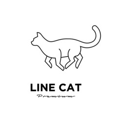 black cat pets line outline logo vector icon illustration isolated design