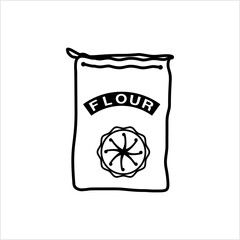 Flour Bag Icon, Grinned Powder Of Raw Grain, Root, Seed, Bean, Nut