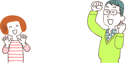 向かい合って若い夫婦の上半身
