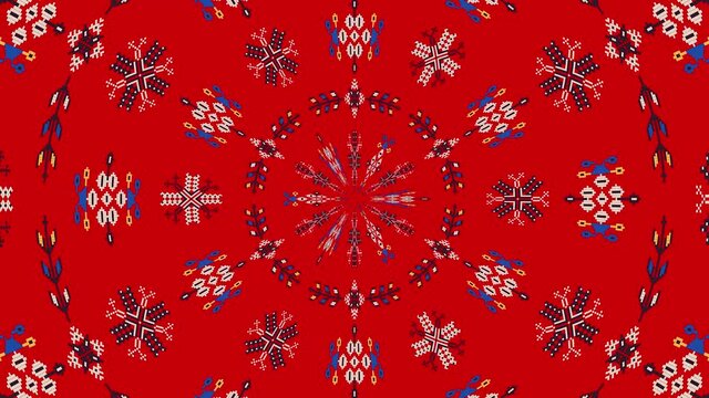 Traditional Romanian embroidery inspired background, endless rotating loop