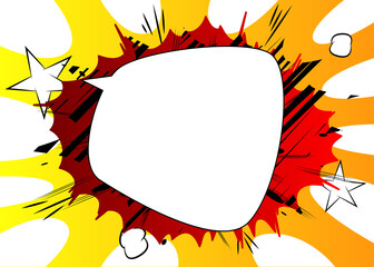 Cartoon Vector Illustration template design for poster, card, sale banner. Pop art concept comic book background blast speech bubble. Retro pattern. Abstract  90-s style magazine cover.