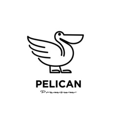 black pelican line logo vector icon illustration isolated design