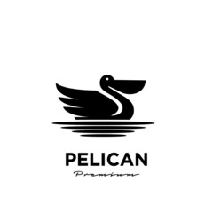 swimming black pelican vector logo icon illustration isolated background