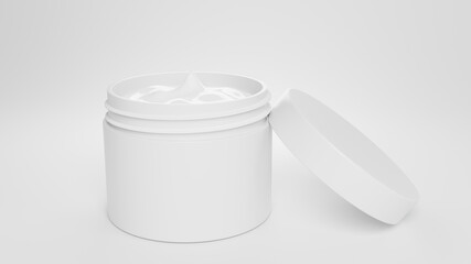 Matte Plasstic Jar Mockup on white background font view  3D rendering