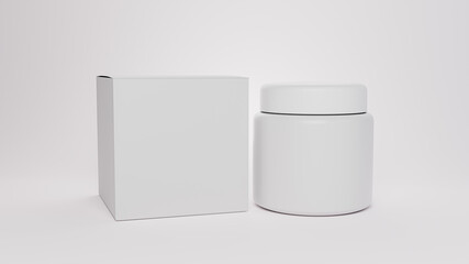 Matte Plasstic Jar Mockup on white background font view  3D rendering