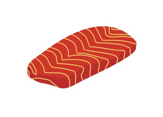 Slice of salmon meat. Simple flat illustration.