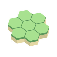 Fototapeta premium Concrete paver block pavement floor or brick vector icon. For landscape, outdoor, garden by construction paving on ground to create hexagon pattern. That sidewalk, road, patio, path, street, walkway.