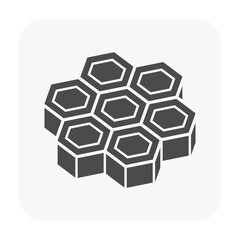 Concrete paver block pavement floor or brick vector icon. For landscape, outdoor, garden by construction paving on ground to create hexagon pattern. That sidewalk, road, patio, path, street, walkway.