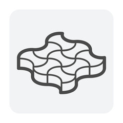 Concrete paver block pavement floor or brick vector icon. For landscape, outdoor, garden by paving on ground to create round dumble pattern. That sidewalk, road, patio, path, street or walkway.