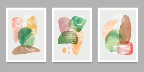 Abstract design modern trendy with doodles and various shapes. vector Set of creative minimalist hand painted illustrations for wall decoration, postcard or brochure cover design