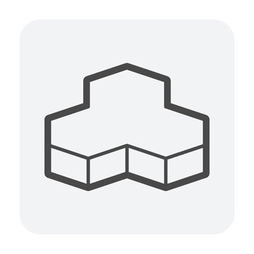 Concrete paver block pavement floor or brick vector icon design. For landscape, outdoor, garden by paving on ground to create trihex pattern. That sidewalk, road, patio, path, street or walkway.