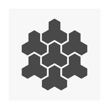Concrete paver block pavement floor or brick vector icon design. For landscape, outdoor, garden by paving on ground to create trihex pattern. That sidewalk, road, patio, path, street or walkway.