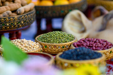 close up potrage photo of sacrificial offering, to pay respect religious