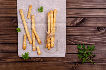 Traditional breadsticks with salt