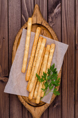 Traditional breadsticks with salt