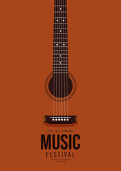 Music poster design template background decorative with guitar