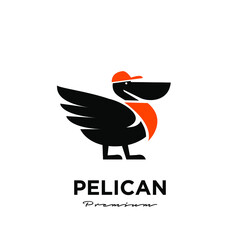 simple pelican Express and Fast Delivery vector icon illustration design