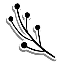 Black line a cute pollen on white silhouette and gray shadow. Hand drawn cartoon style. Doodle for decoration or any design. Vector illustration of nature flower.