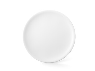 3d Realistic White Porcelain, Plastic or Paper Disposable Food Dish Plate Icon Closeup Isolated.  Design template, Mock up for Graphics, Branding Identity, Printing.