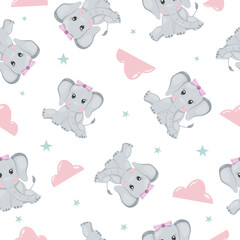 elephant cute smile pattern with seamless style and modern flat style