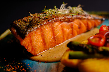 salmon fish gourmet delicious food sauce