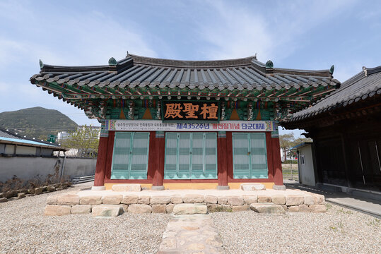 Danseongjeon Shrine is where the portrait of Dangun in Sunchang-eup, Sunchang-gun, South Korea. Picture was taken on April 11, 2021.