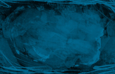 Blue grunge Dirt background Fran. Abstract ocean floor. Scratchy watercolor texture.